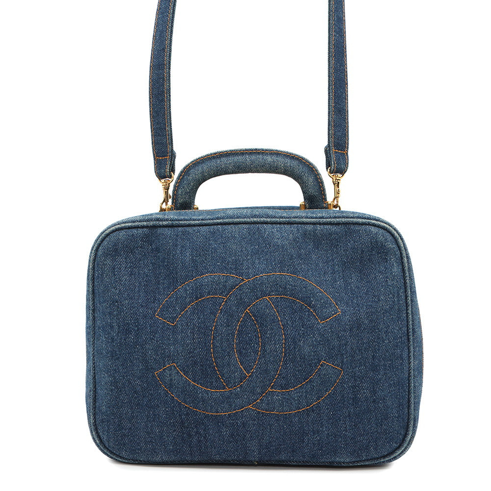 Chanel Vanity 2wayBag Denim Blue Handbag