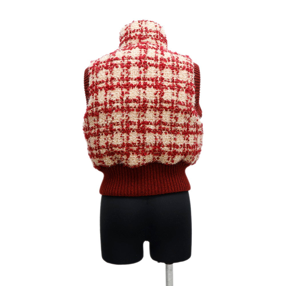 Chanel Tweed vest Wool 41 Polyester9 Nylon5 Red Handbag