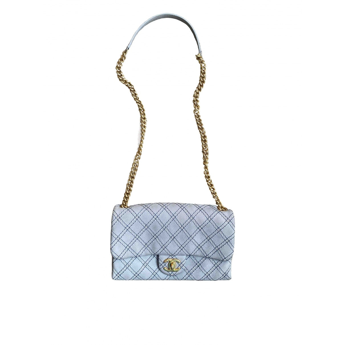 Chanel Timeless/classique Blue Cloth Handbag