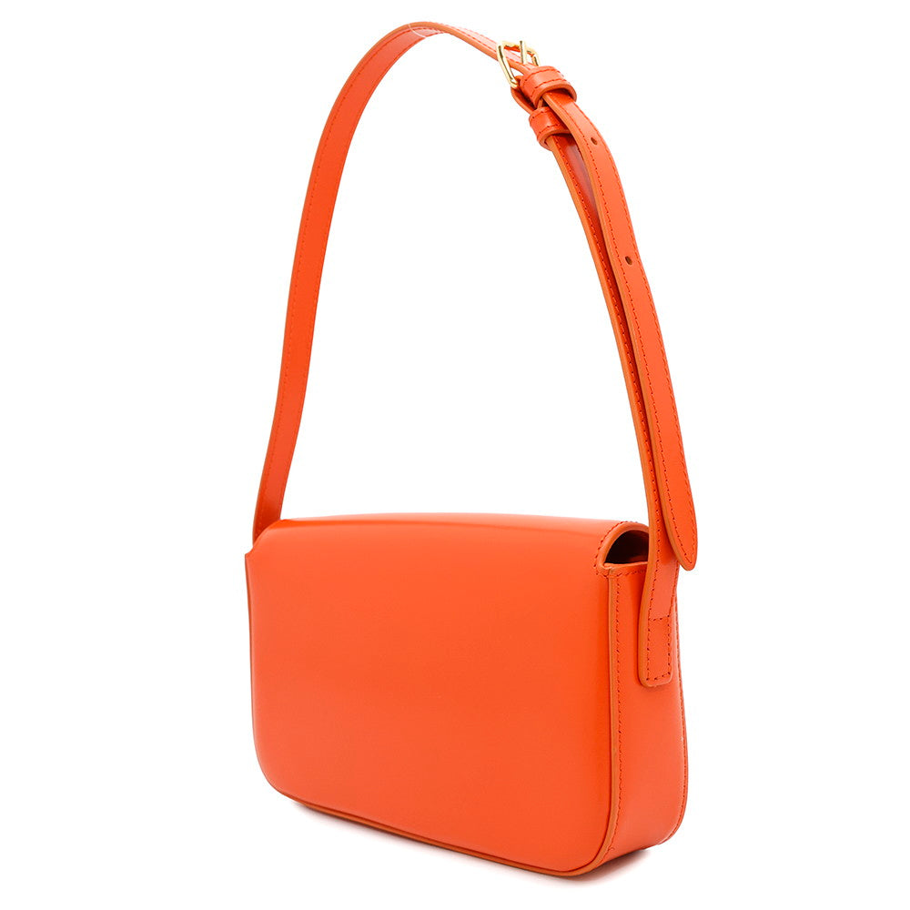 Triomphe Claude Shoulder Orange Bf Shiny Calf Leather Shoulder Bag