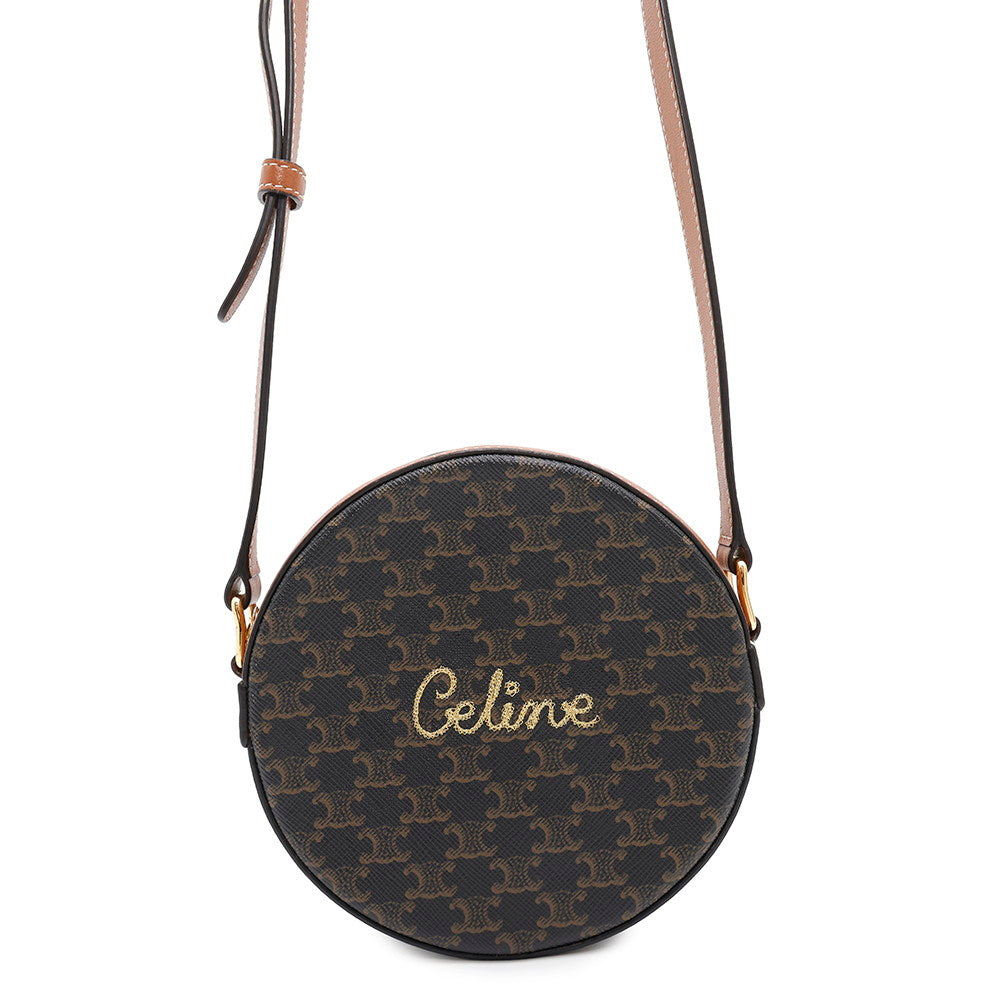 Triomphe Round Purse Shoulder G Dgz Bt Leather Canvas Shoulder Bag