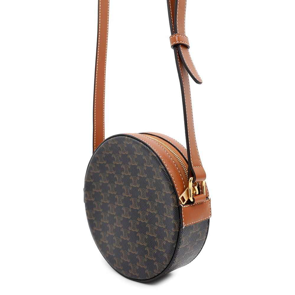 Triomphe Round Purse Shoulder G Dgz Bt Leather Canvas Shoulder Bag