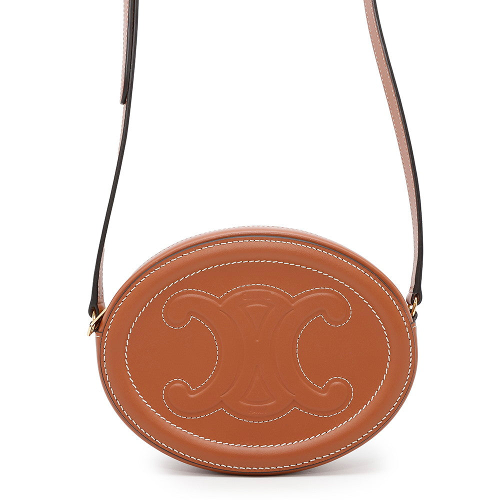 Cuir Triomphe Oval Purse Shoulder I Dpq Leather Brown Shoulder Bag