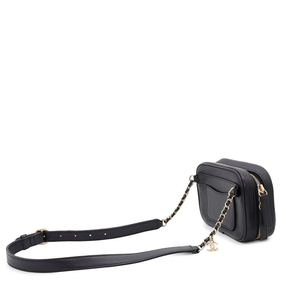 Chanel CC Logo Lambskin Black Crossbody Bag