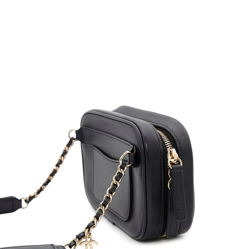 Chanel CC Logo Lambskin Black Crossbody Bag