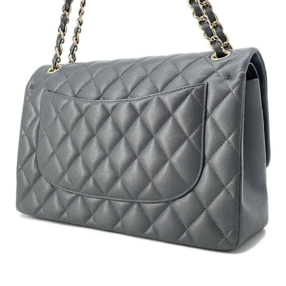 Chanel Jumbo Matelasse W Flap ChainShoulder GrayA58600 Leather Shoulder Bag