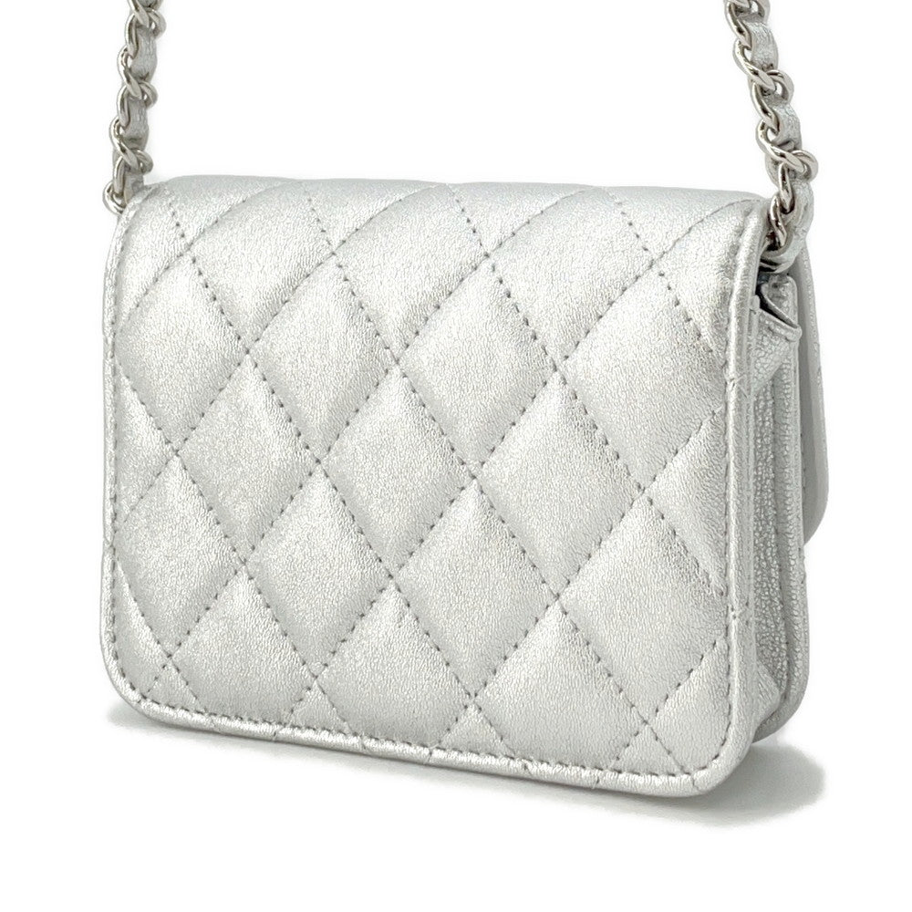 Chanel Matelasse Star Motif ChainCard Lambskin Silver Wallet Case
