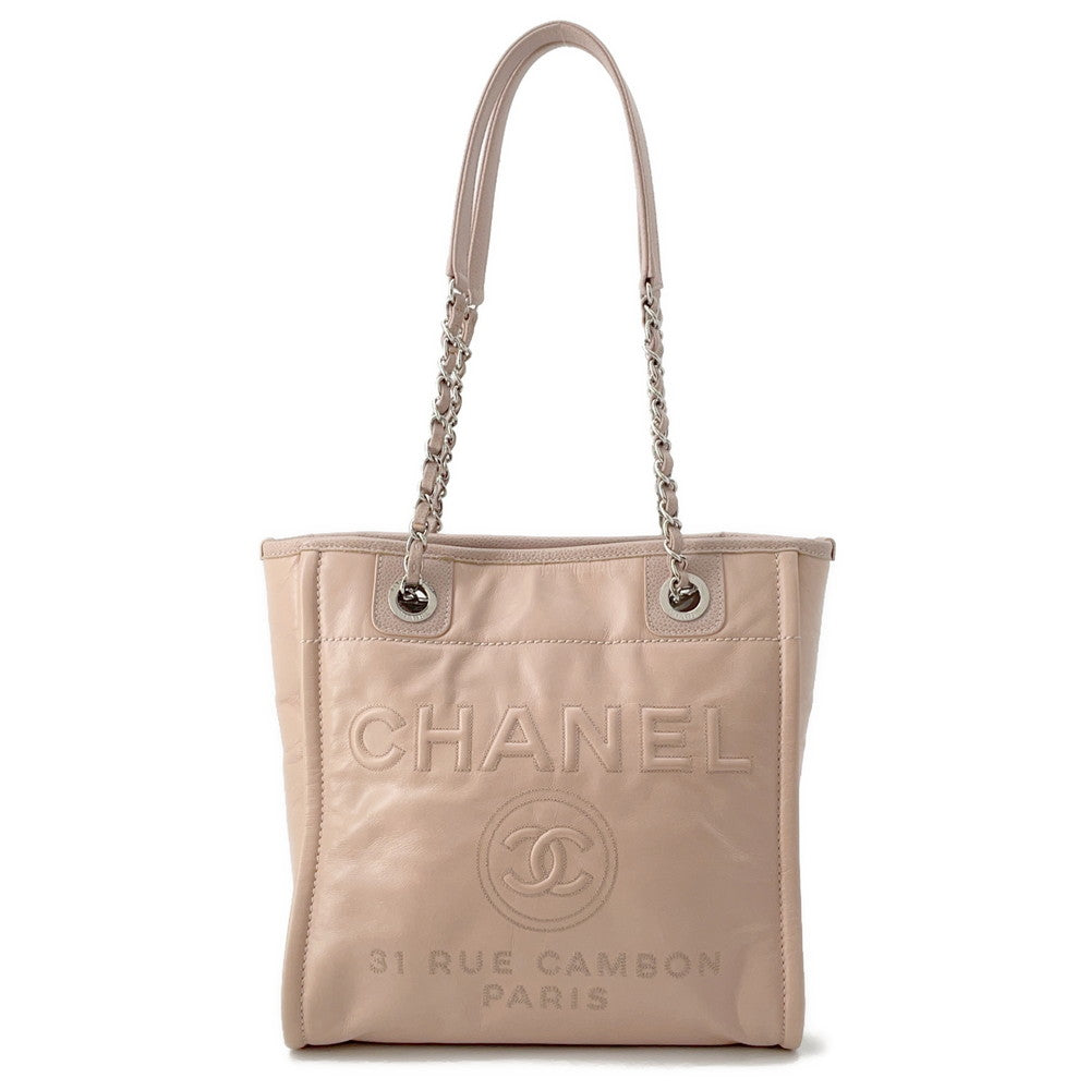 Chanel Deauville ChainTote Caviar Pink PM Leather Tote Bag