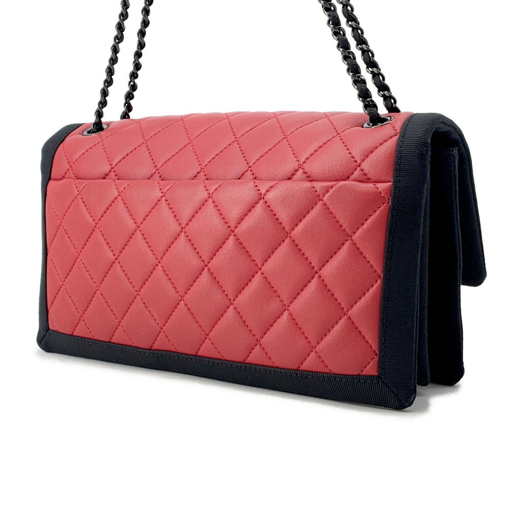 Chanel Matelasse ChainShoulder Lambskin Black Red Shoulder Bag