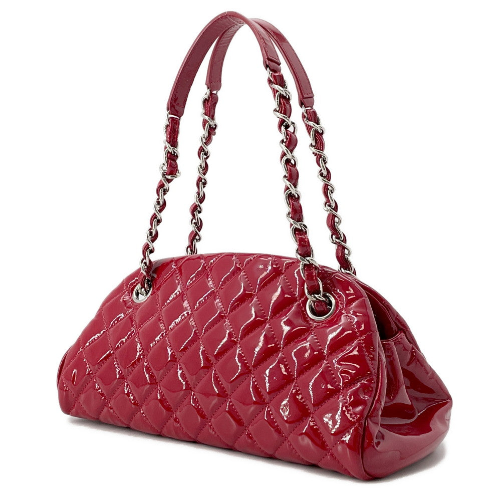 Chanel Mademoiselle ChainBowling Patent Red Leather Handbag