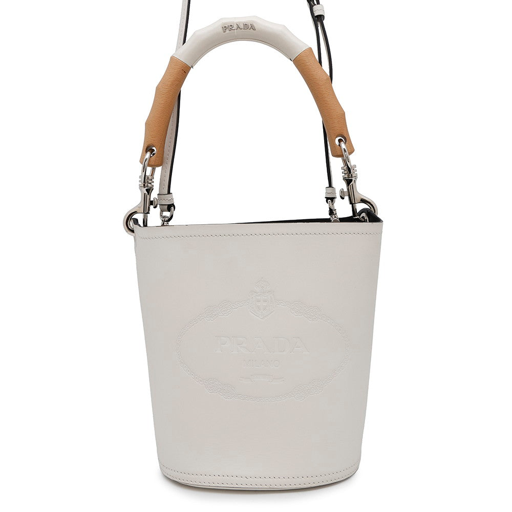 Tambour Way Handbag Be Wood Leather White Bucket Bag