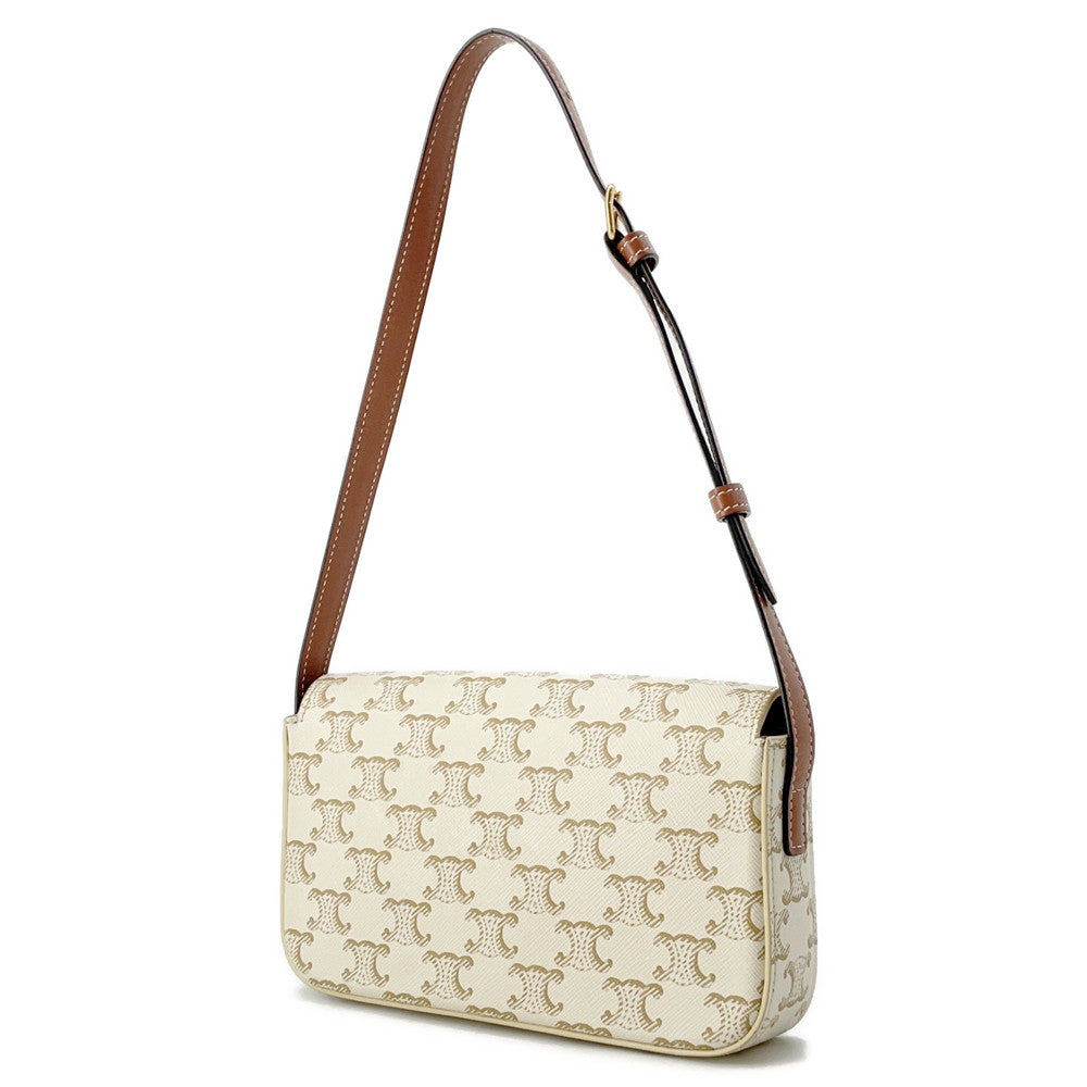 Triomphe One Shoulder Bag Pvc Leather White