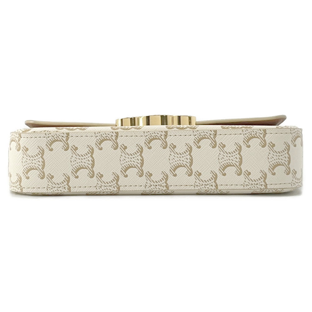 Triomphe One Shoulder Bag Pvc Leather White