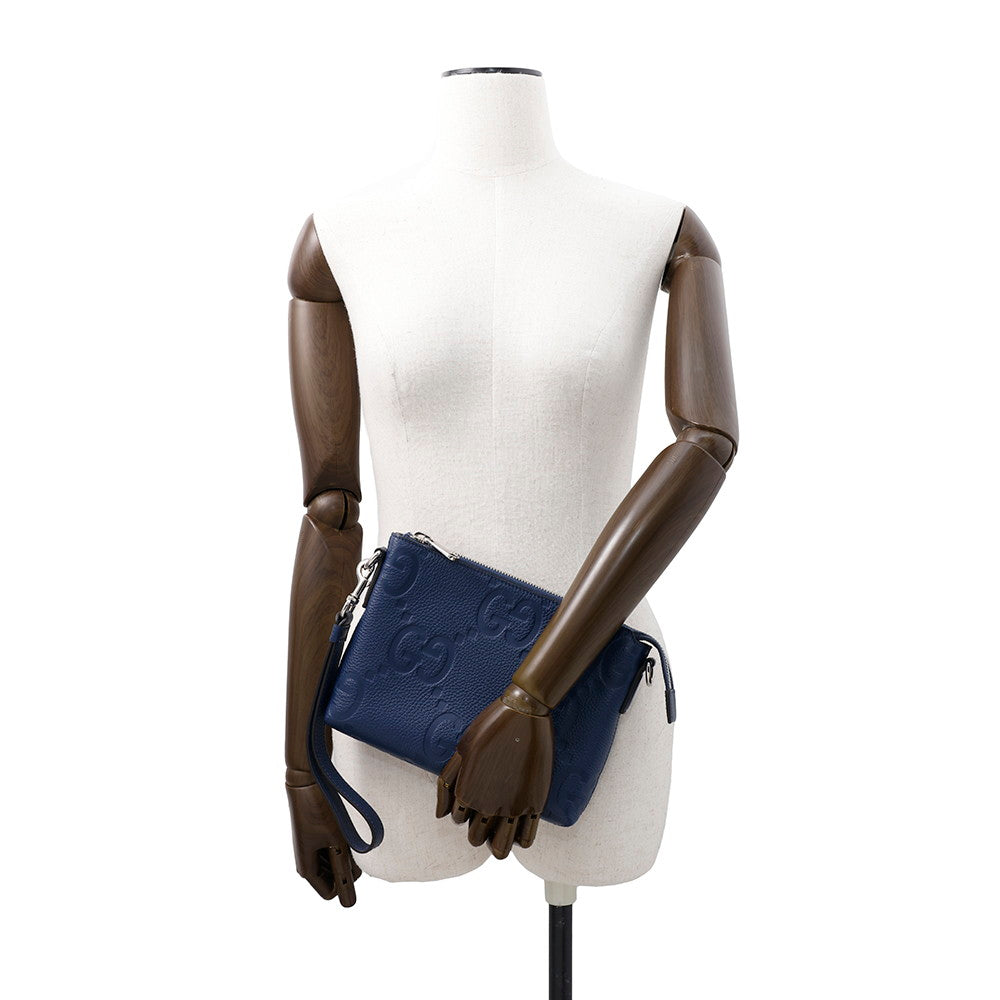 Gucci Jumbo Messenger Bag Blue761747 Leather Travel Bag