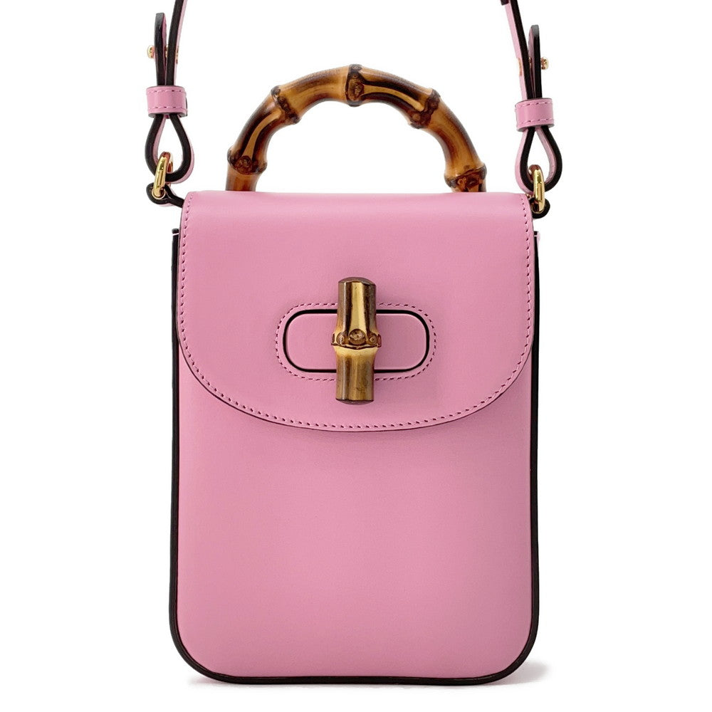 Gucci Bamboo3WAYShoulder Pink702106 Bamboo Leather Shoulder Bag