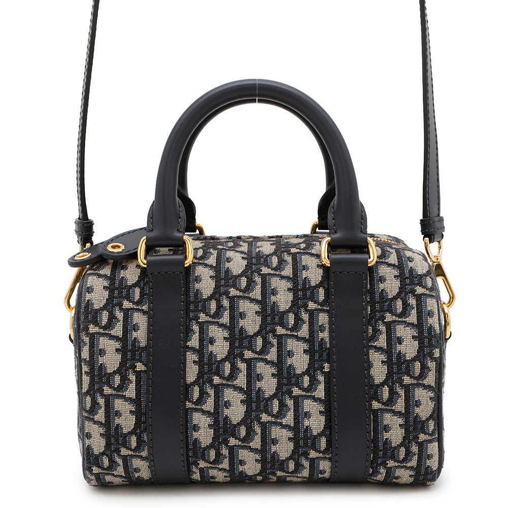 Dior Oblique Groove Navym Utzq Jacquard Calf Size Leather Small Travel Bag