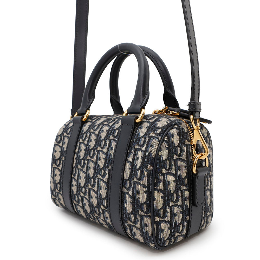 Dior Oblique Groove Navym Utzq Jacquard Calf Size Leather Small Travel Bag