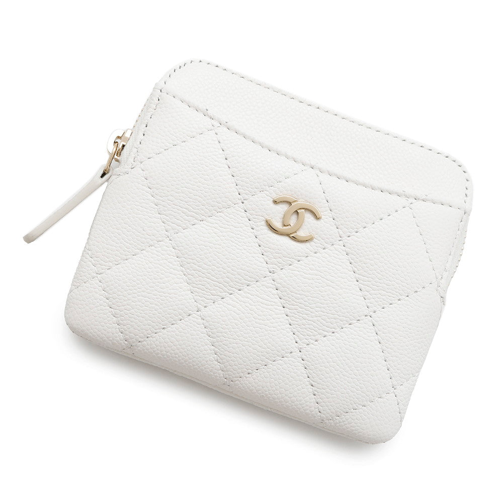 Chanel Classic Zip Fragment WhiteAP2061 Caviar Leather Handbag