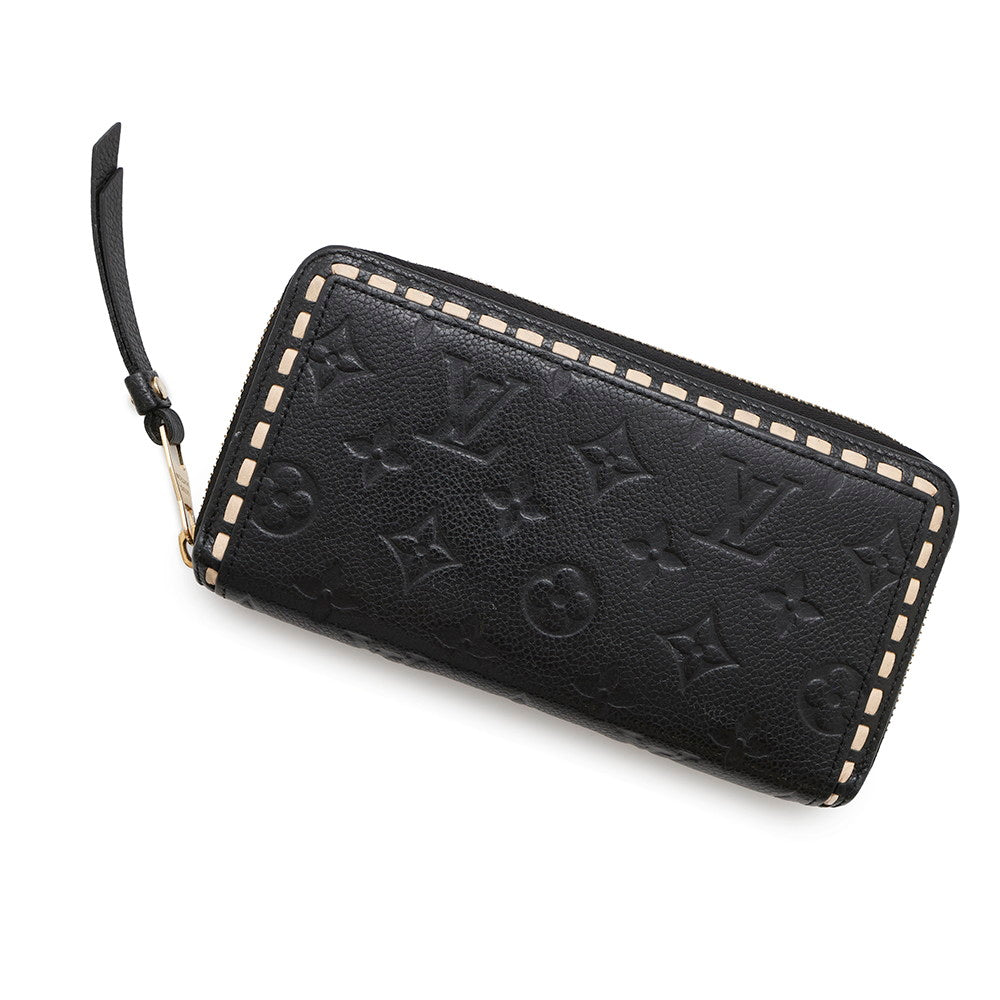 Louis Vuitton Zippy BeigeM64805 Monogram Empreinte Leather Noir Wallet Case