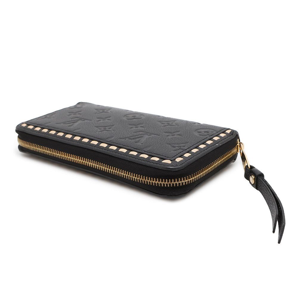 Louis Vuitton Zippy BeigeM64805 Monogram Empreinte Leather Noir Wallet Case