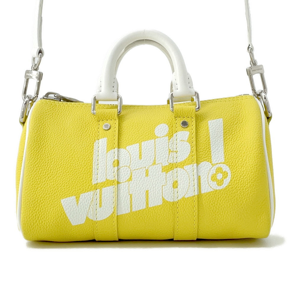 Louis Vuitton Keepall WhiteM80842 Taurillon Leather Yellow XS Travel Bag