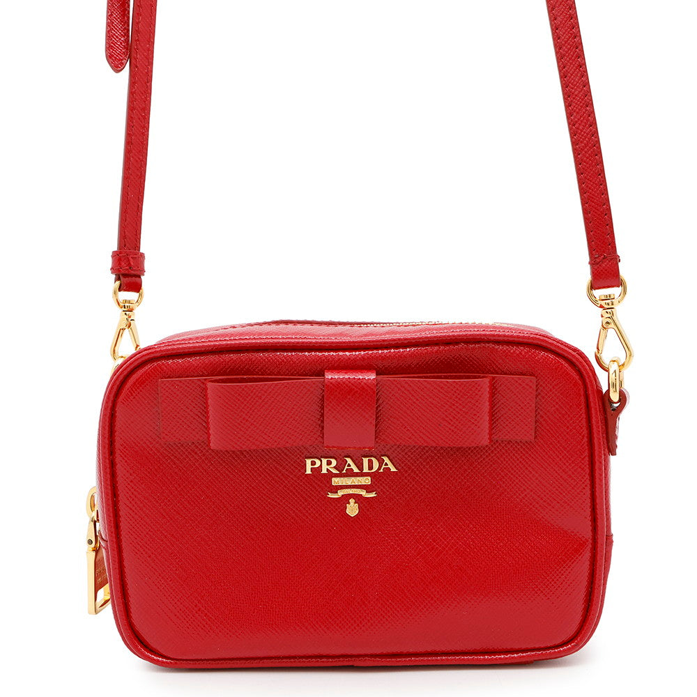 Prada Shoulder Bag ?Camera Leather Patent Red