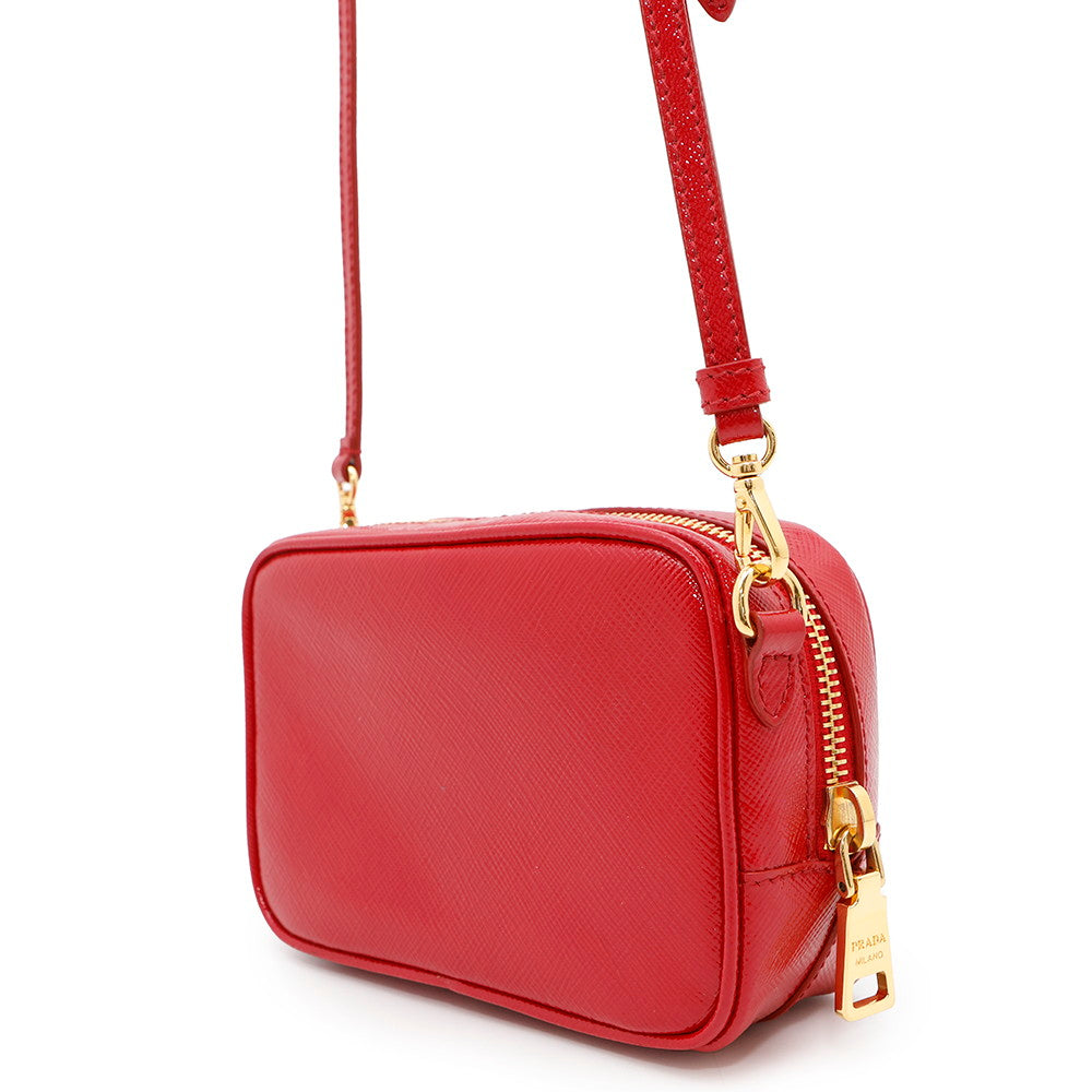 Camera Shoulder Bag Patent Leather Red