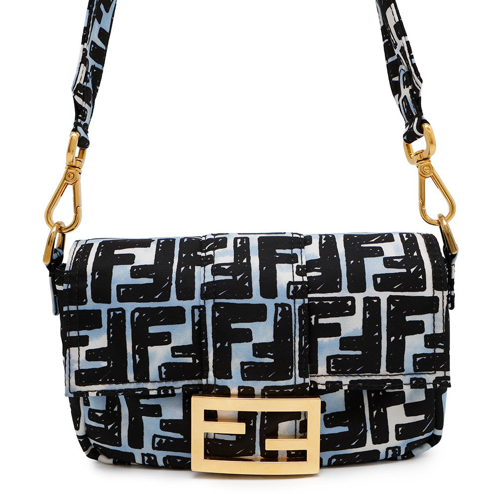 Fendi Joshua Vidas Collaboration Zucca Baguette 2Way Shoulder Bag Nylon Blue Mini