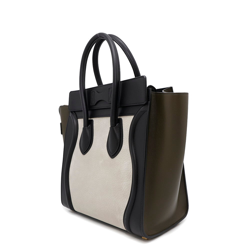 Luggage Micro Shopper Khaki Gray Handbag Leather Black Travel Bag