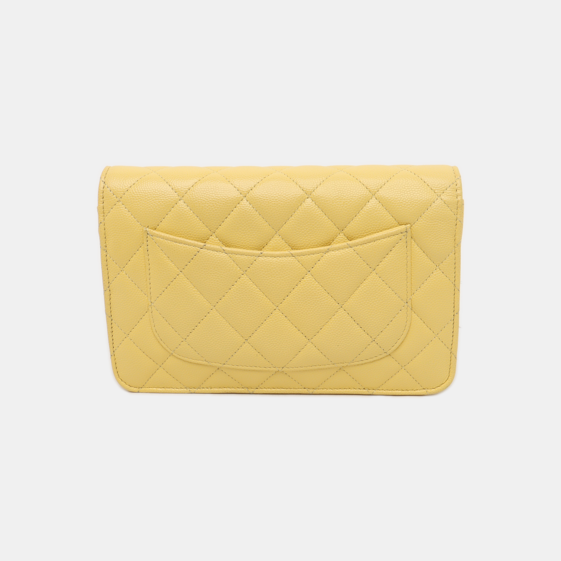 Chanel on Classic Flap Yellow Caviar Hardware Gold Leather Wallet Case