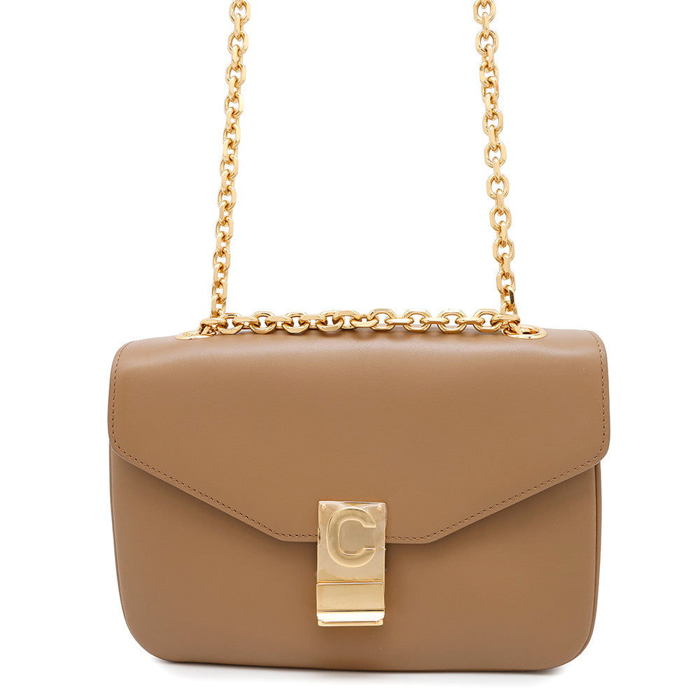 Cmedium Chainshoulder Calf Handbag Leather Beige Shoulder Bag