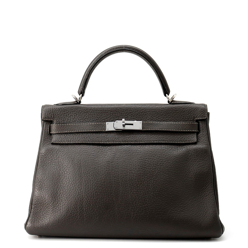 Kelly Retourne Graphite Togo Size Handbag Leather Travel Bag
