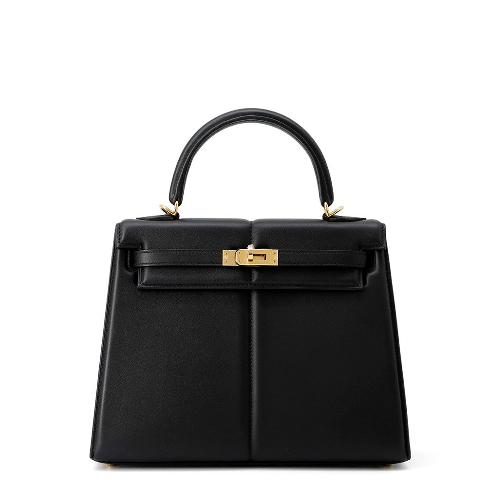 Kelly Padett Swift Size Handbag Leather Black Travel Bag
