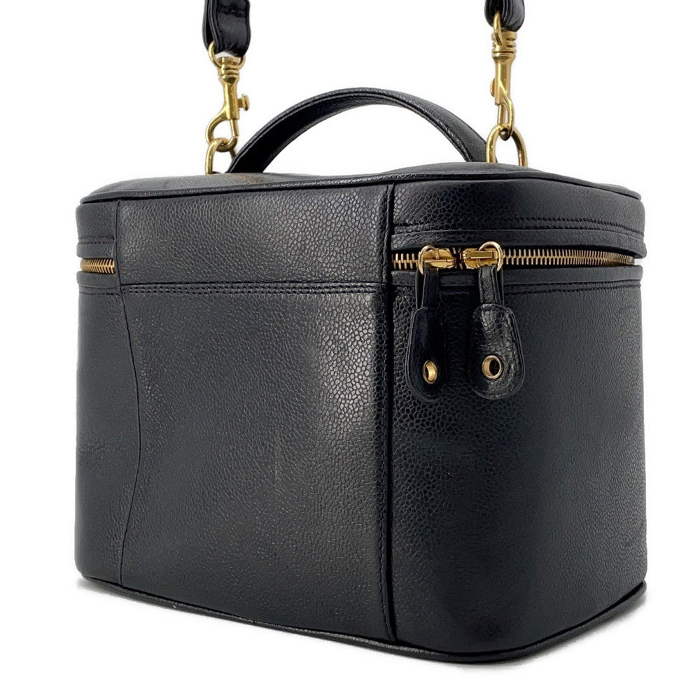 Chanel CC Logo 2WAY Vanity BlackA06238 Caviar Leather Shoulder Bag