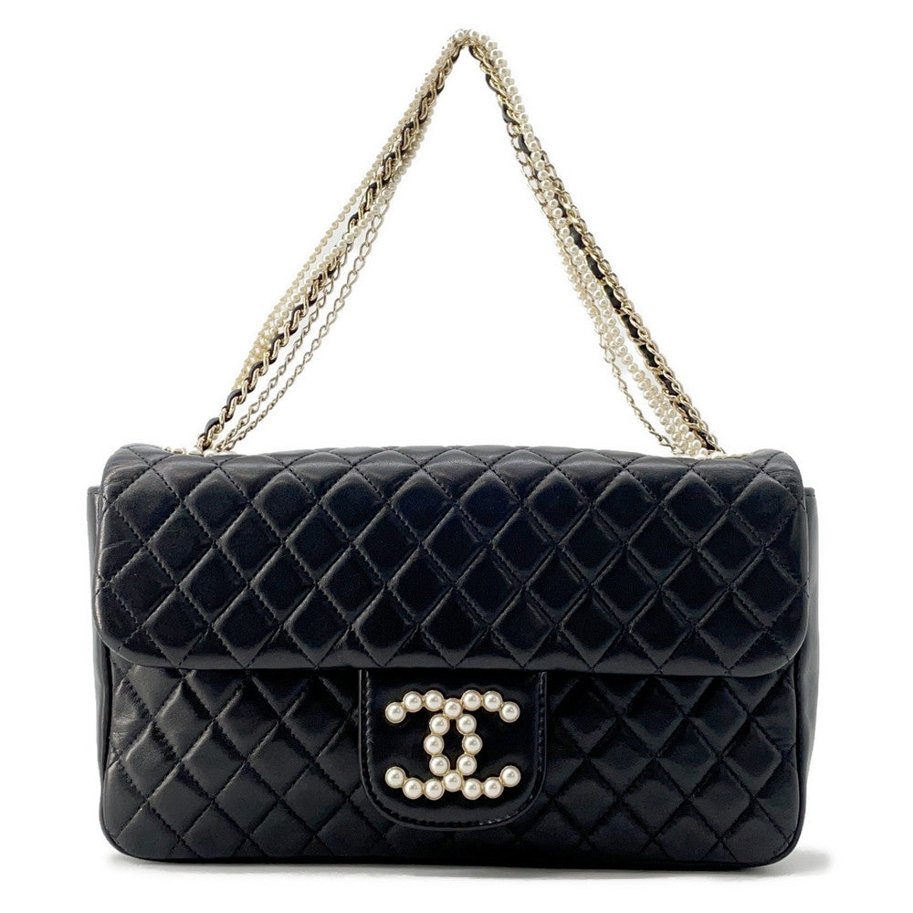 Chanel Matelasse PearlCC Logo 4- ChainShoulder BlackA39011 Shoulder Bag