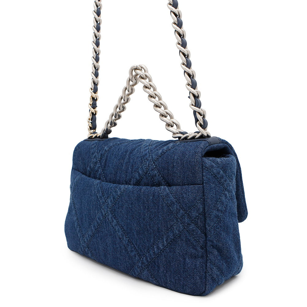 Chanel CHANEL19 ChainShoulder BlueAS1160 Denim Shoulder Bag
