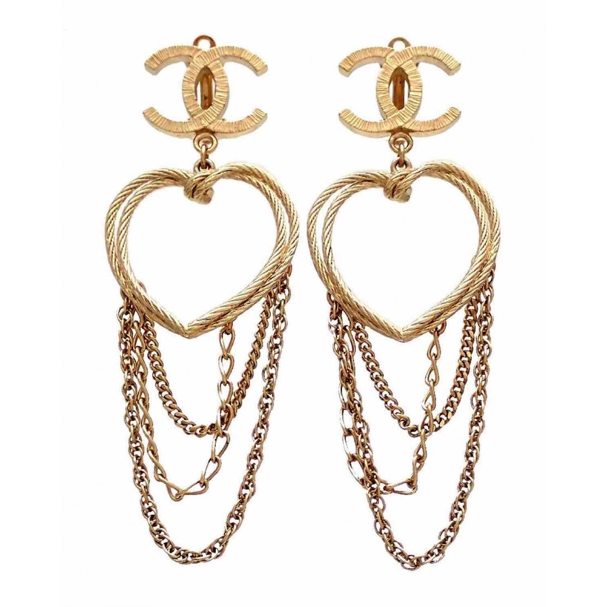 Chanel CC Gold Metal Earrings