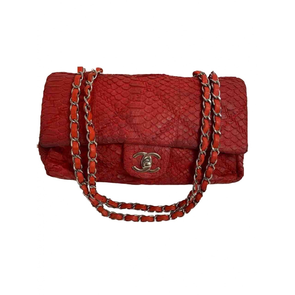 Chanel Timeless/classique Red Python Handbag