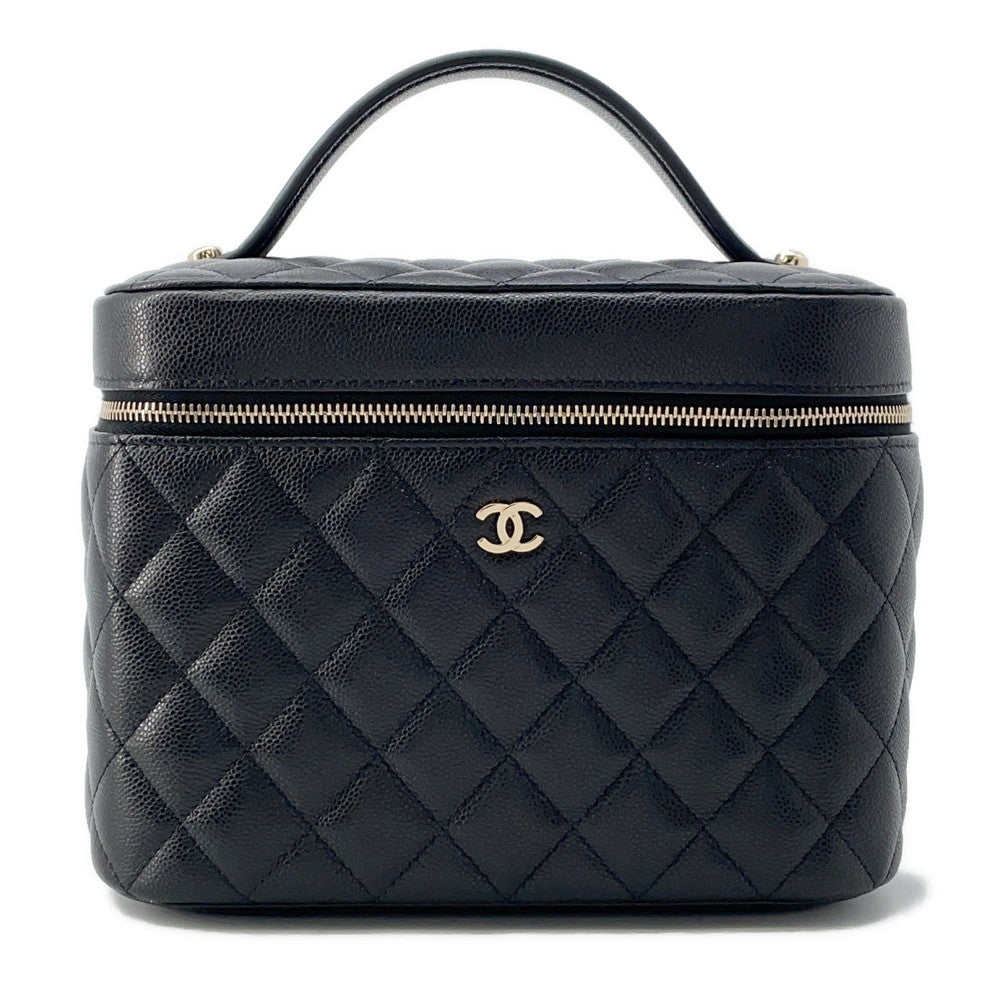 Chanel Top Handle Matelasse CC Logo Vanity Leather Handbag