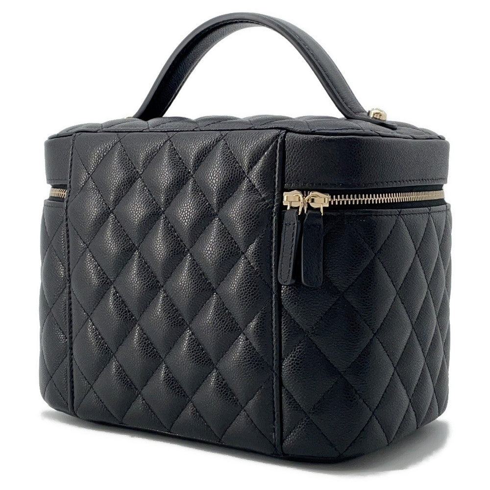 Chanel Top Handle Matelasse CC Logo Vanity Leather Handbag