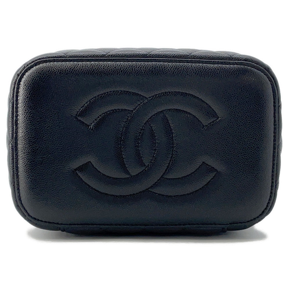Chanel Top Handle Matelasse CC Logo Vanity Leather Handbag