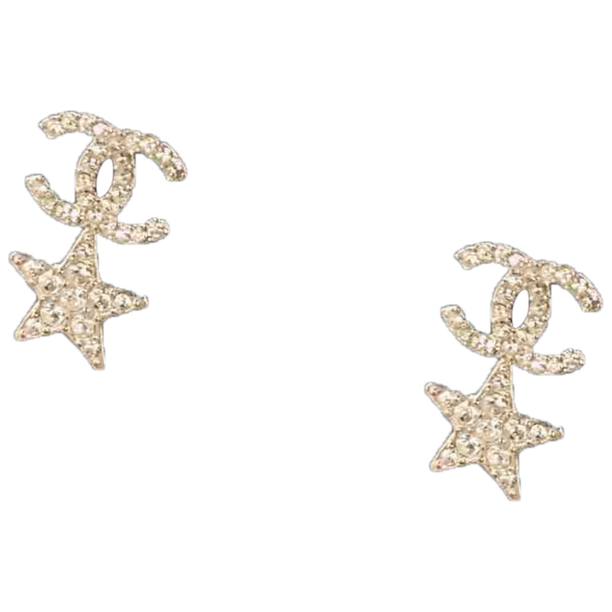 Chanel CC Silver Crystal Earrings