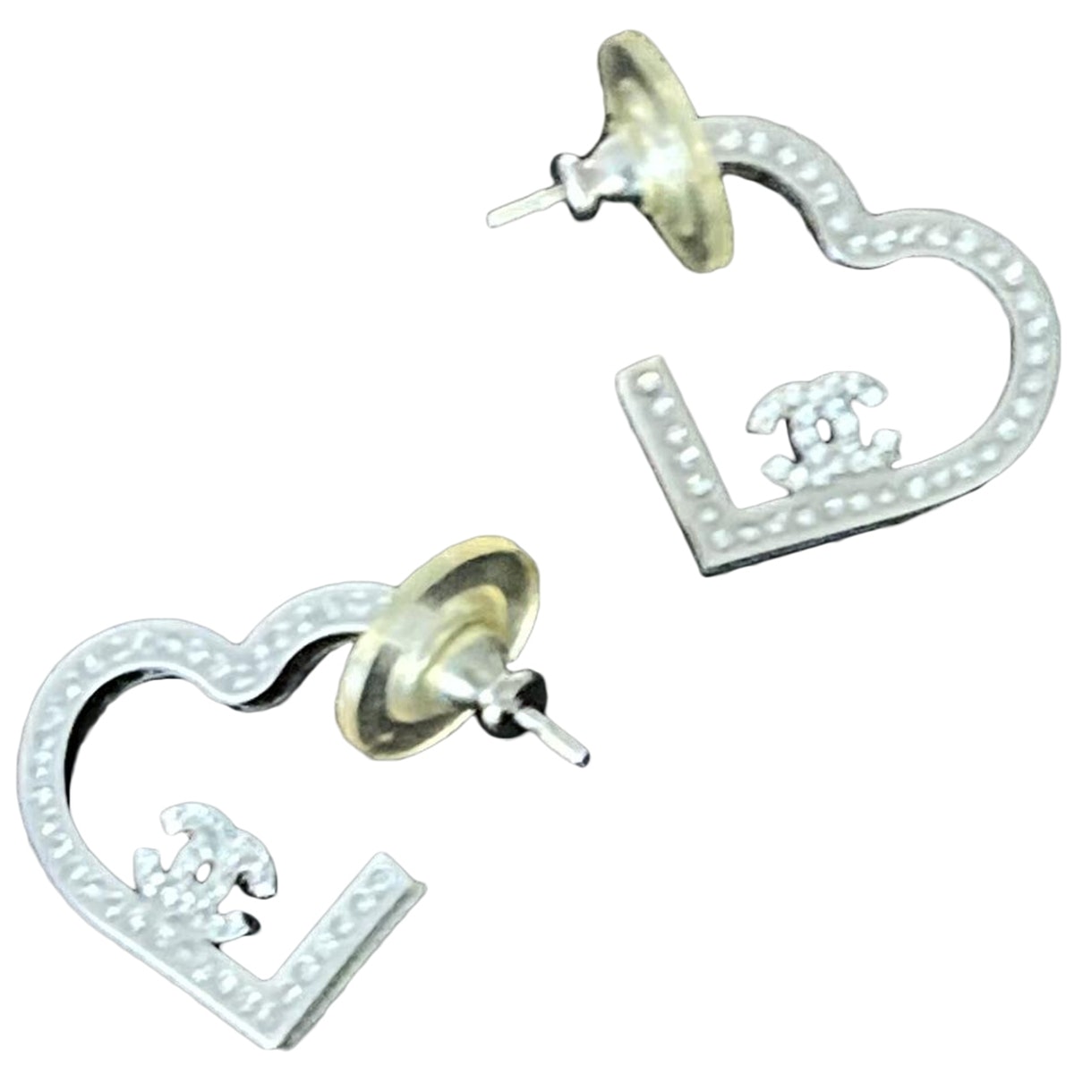 Chanel CC Silver Metal Earrings