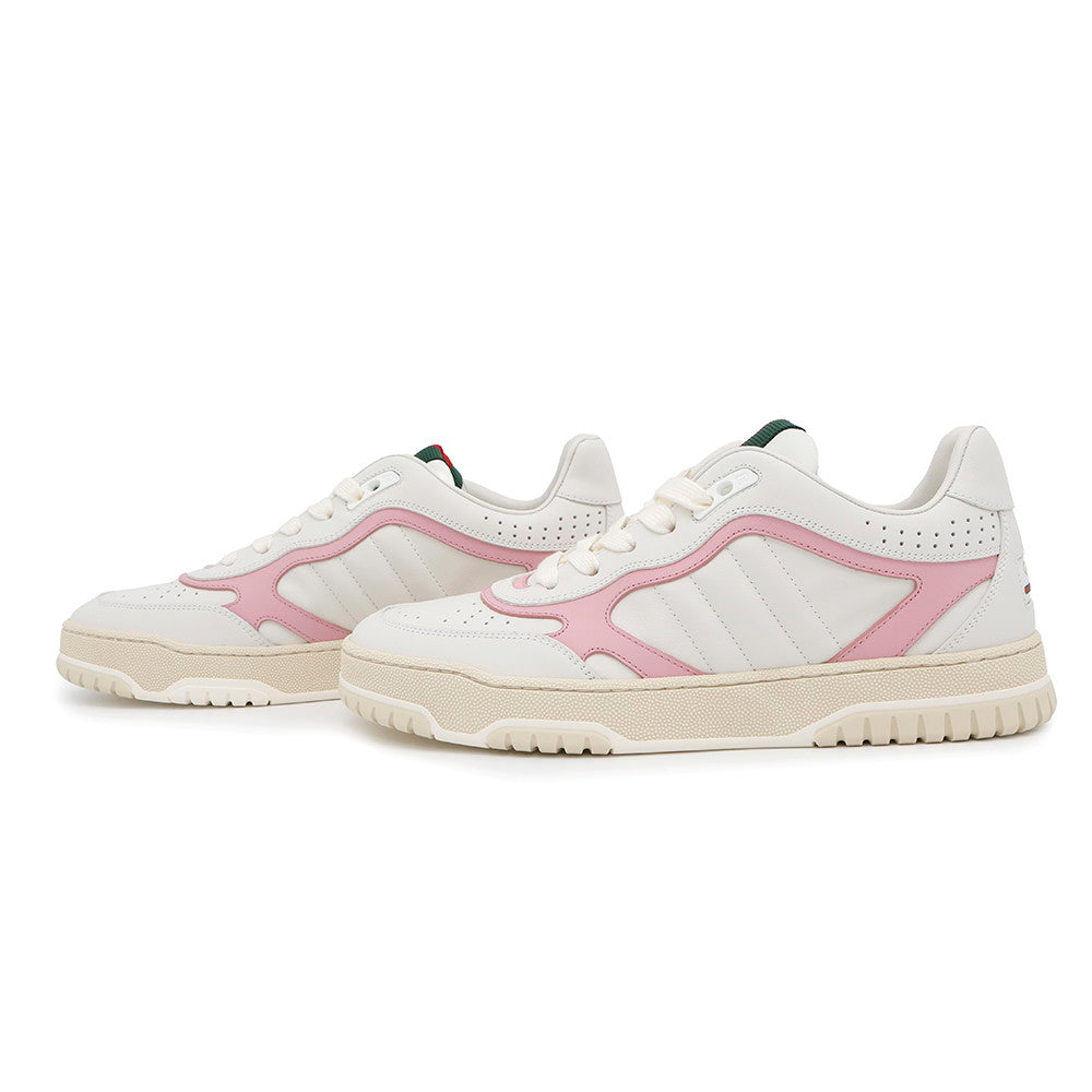 GUCCI ?Reweb Sneakers White/Pink785728 Leather Size 39.5