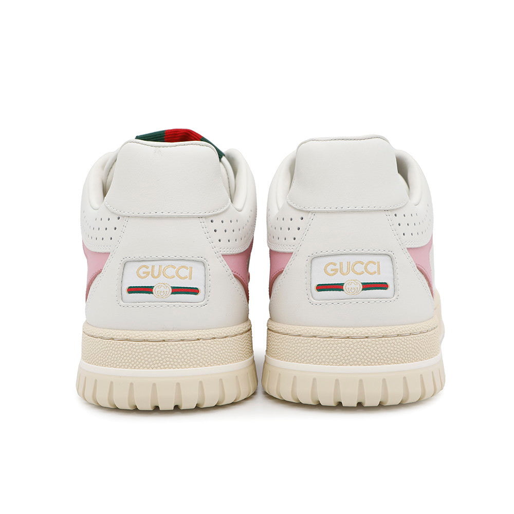 GUCCI ?Reweb Sneakers White/Pink785728 Leather Size 39.5