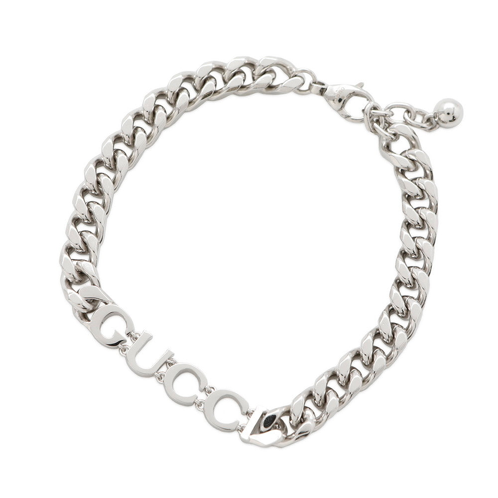 GUCCI ?Icon Script Chain Bracelet Size M Silver796655 Metal
