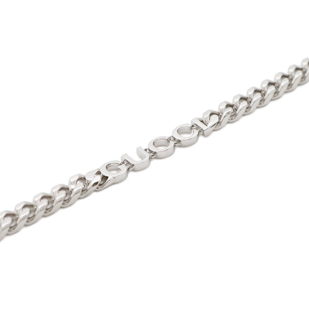 GUCCI ?Icon Script Chain Bracelet Size M Silver796655 Metal