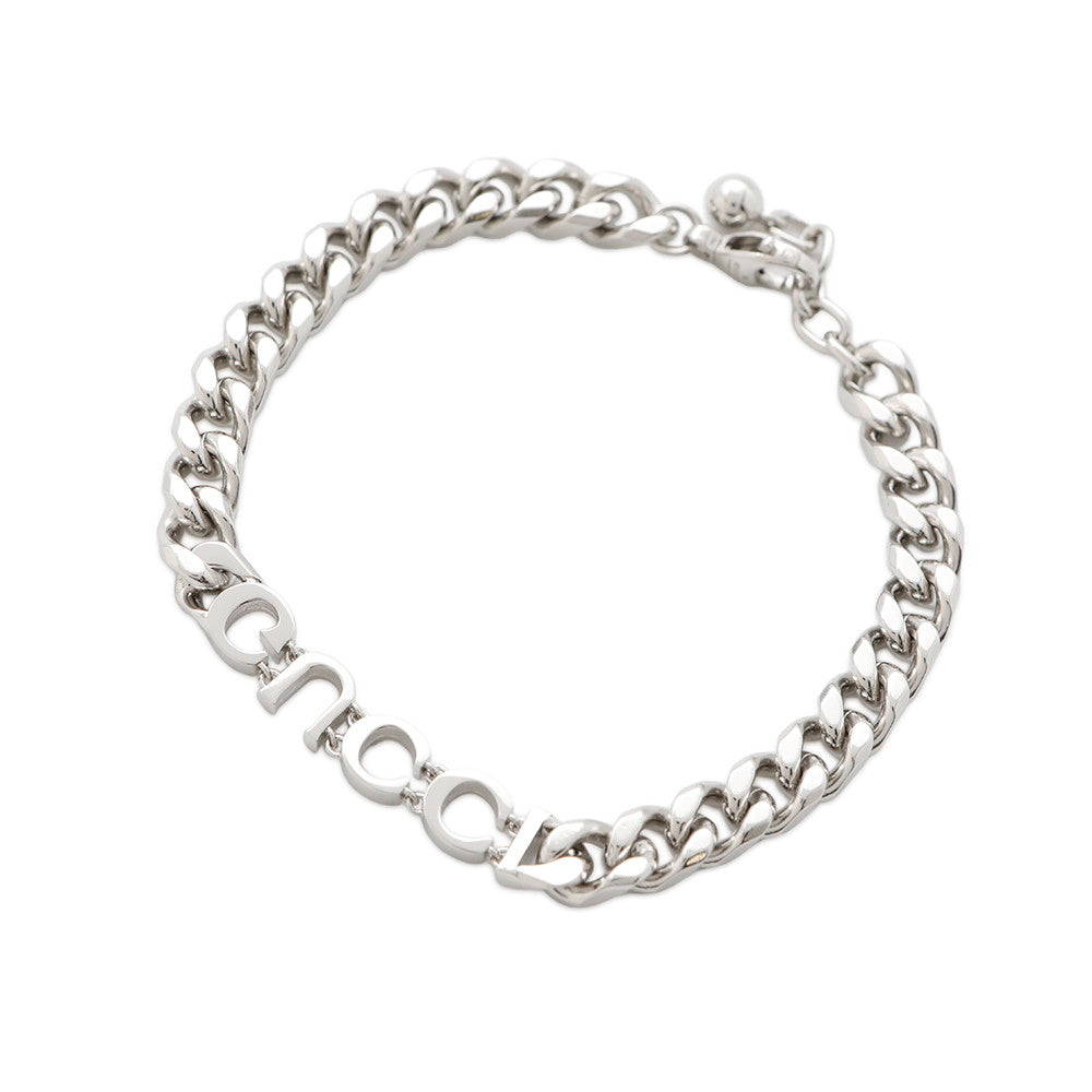 GUCCI ?Icon Script Chain Bracelet Size M Silver796655 Metal