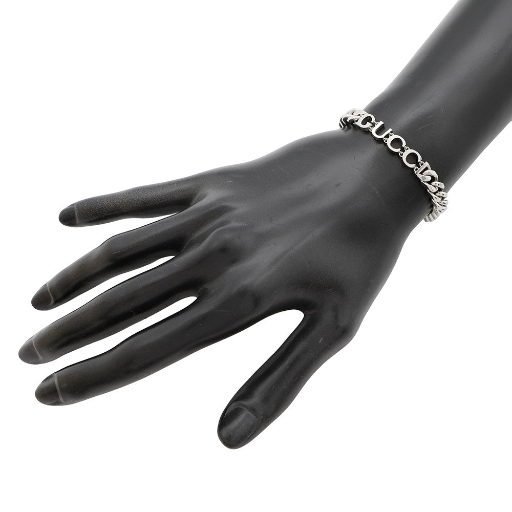 GUCCI ?Icon Script Chain Bracelet Size M Silver796655 Metal
