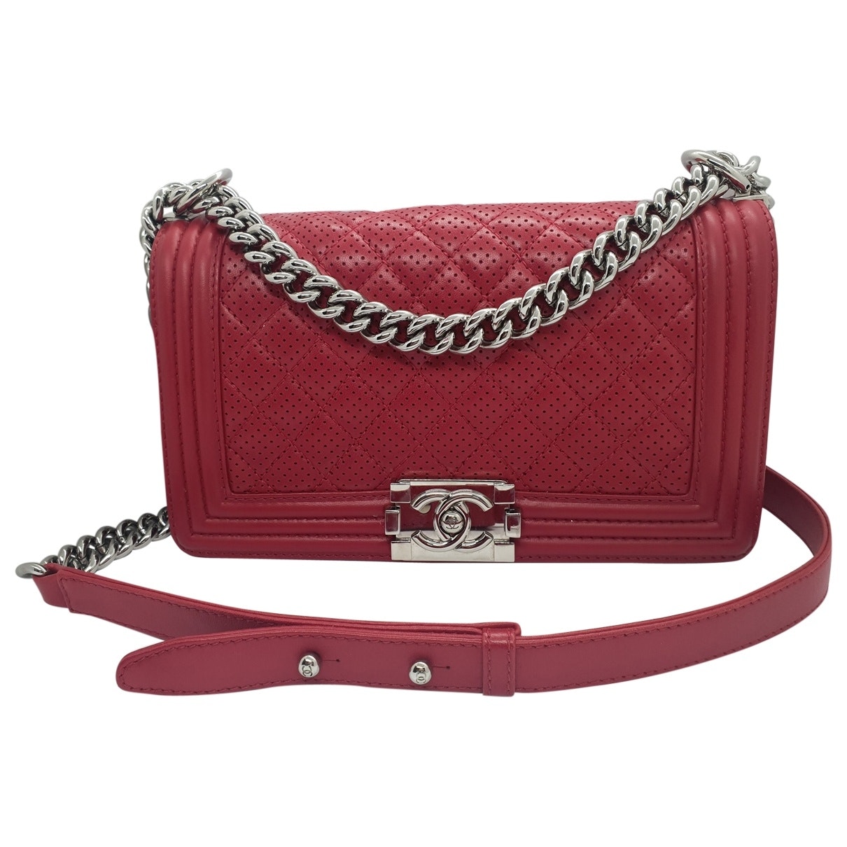 Chanel Boy Red Leather Handbag